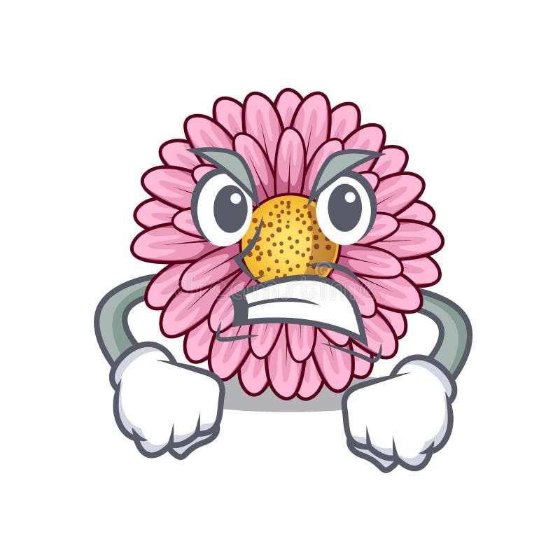 Angry Gerbera Flower Isolated in the Cartoon Stock Vector