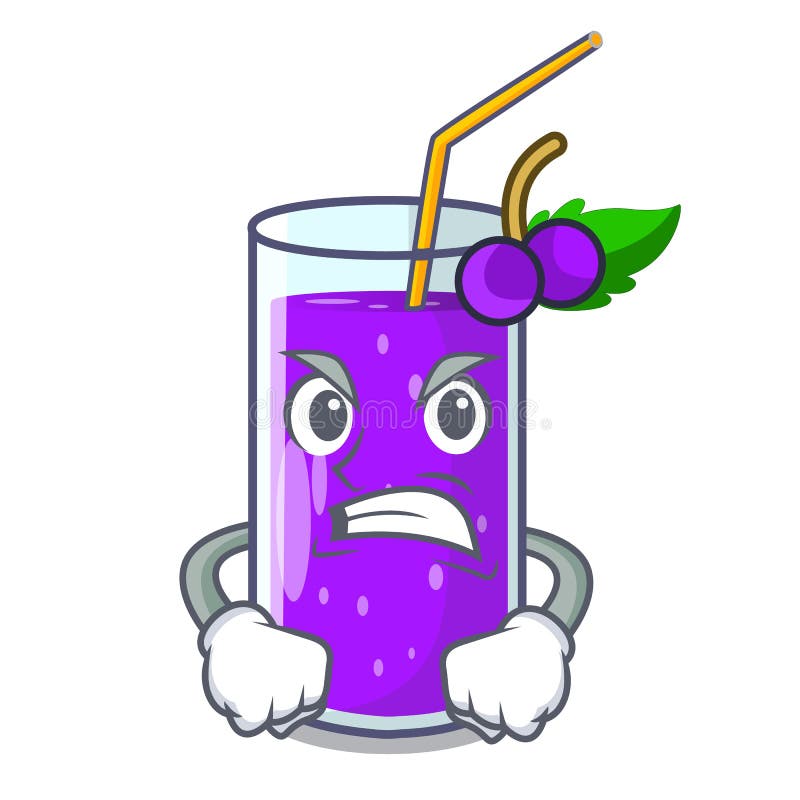 Angry grape juice in glass a mascot vector illustration