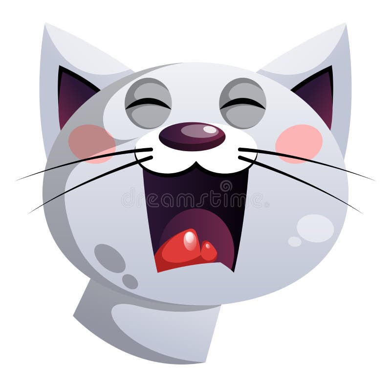 vector illustration of the face of a cartoon cat with an angry
