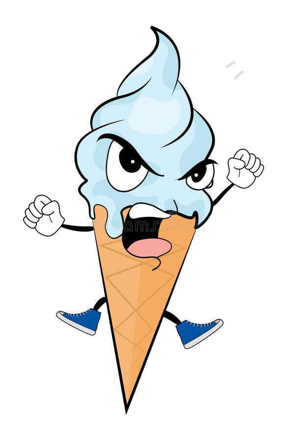 Angry ice cream cartoon stock illustration. Illustration of background