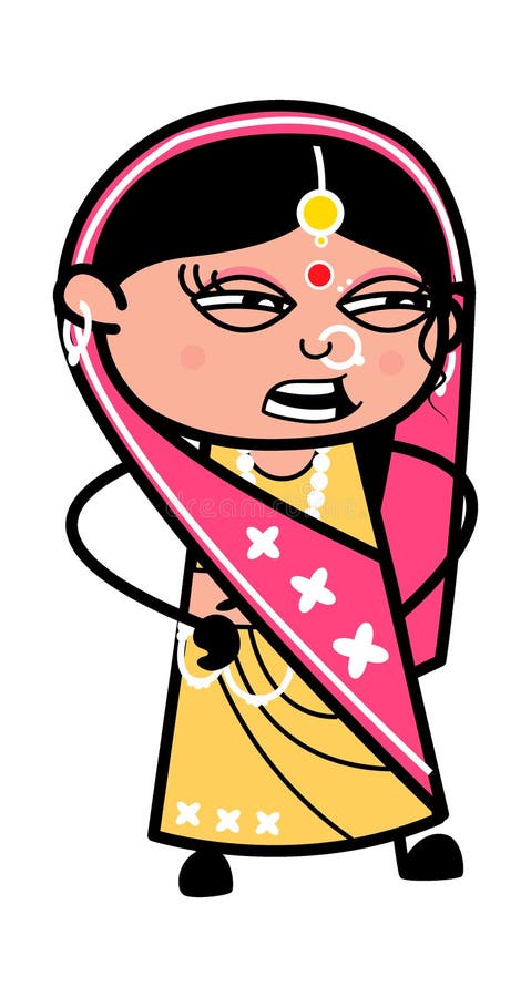 Angry Indian Woman Talking Cartoon Stock Illustration - Illustration of  character, indian: 191440857