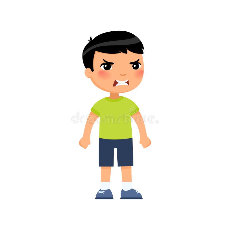 Angry Little Asian Boy Flat Vector Illustration. Furious Child, Aggressive  Kid Cartoon Characters Stock Illustration - Illustration of characters,  conflict: 186932027