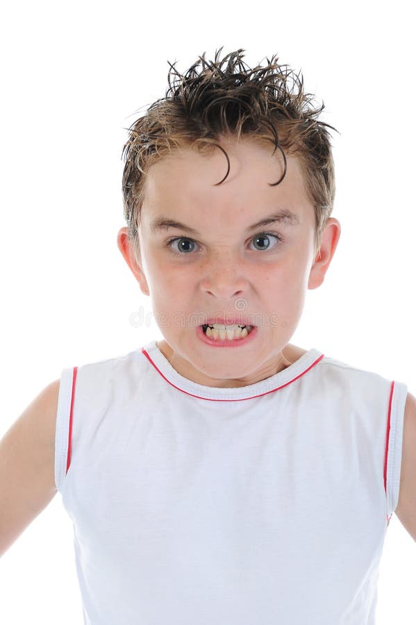 Angry little boy stock images