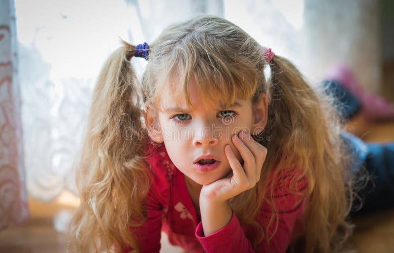 Angry little girl royalty free stock image