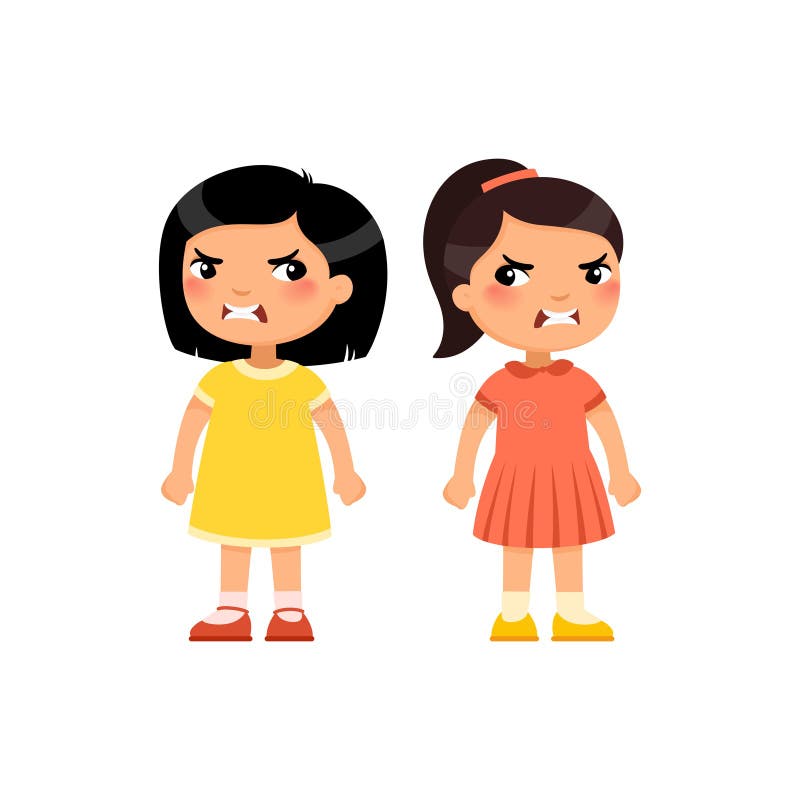 Angry Little Boy and Girl Flat Vector Illustration. Furious Asian Children  Quarrel, Aggressive Kids Arguing Cartoon Characters Stock Vector -  Illustration of fight, brother: 192263390