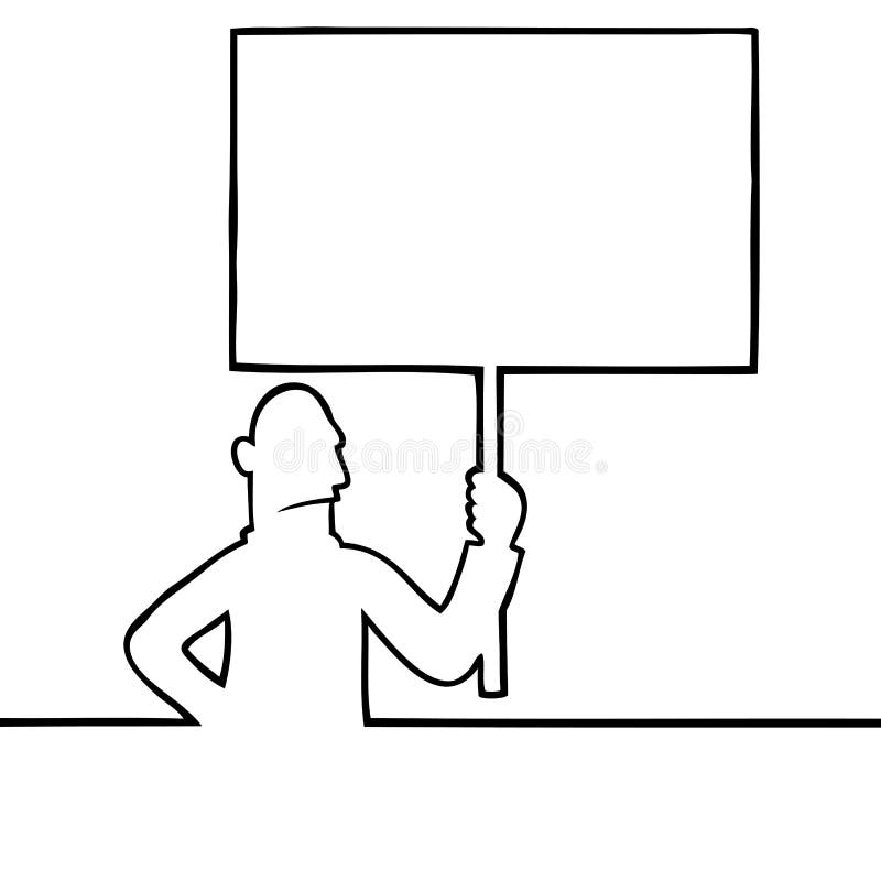 Angry man holding a protest sign royalty free illustration