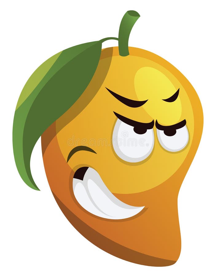 Angry mango with green leaf illustration vector royalty free illustration