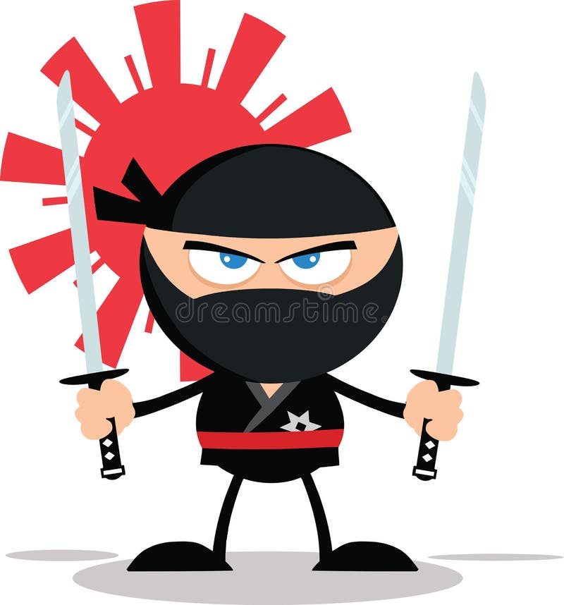 Angry Ninja Warrior Cartoon Mascot Character royalty free illustration