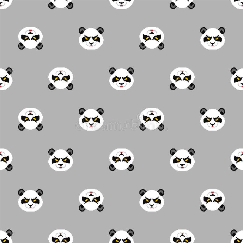 Angry Panda Pixel Art Pattern Seamless. 8 Bit Panda Head Background Stock  Vector - Illustration of baby, character: 210342632
