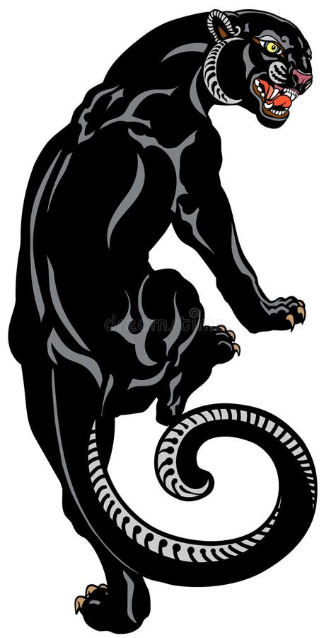 Panther Climbing Up. Tattoo Vector Illustration Stock Vector - Illustration of tattoo, profile: 246609860