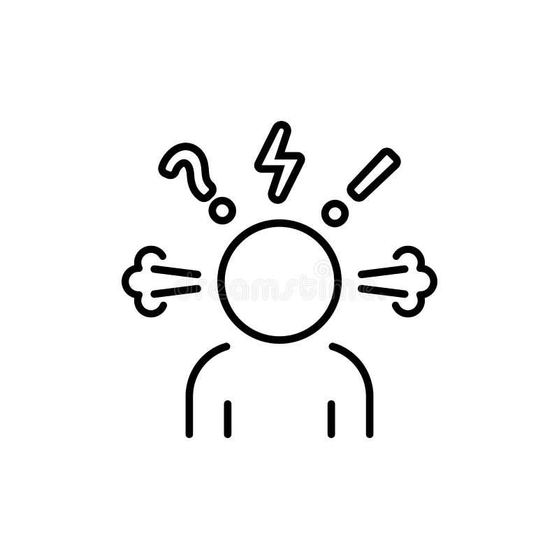 Angry person line icon. Steam is coming out from ears. Frustration, burnout, furious. Annoyed man. Stress symptom. Vector on