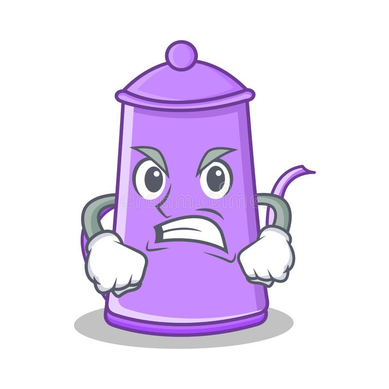 Angry Purple Teapot Character Cartoon Stock Vector - Illustration of
