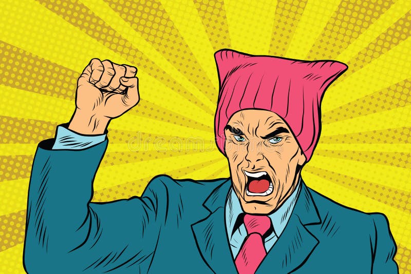 Angry retro politician feminist stock illustration Angry retro politician feminist stock illustration