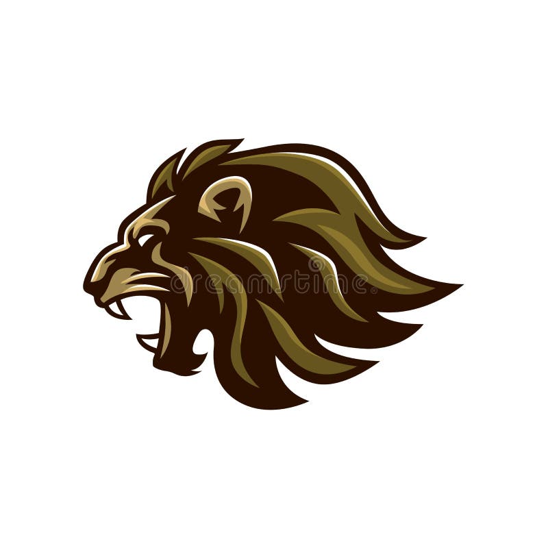Angry Roaring Lion Head, Wildlife, Vector Logo Design, Illustration royalty free illustration
