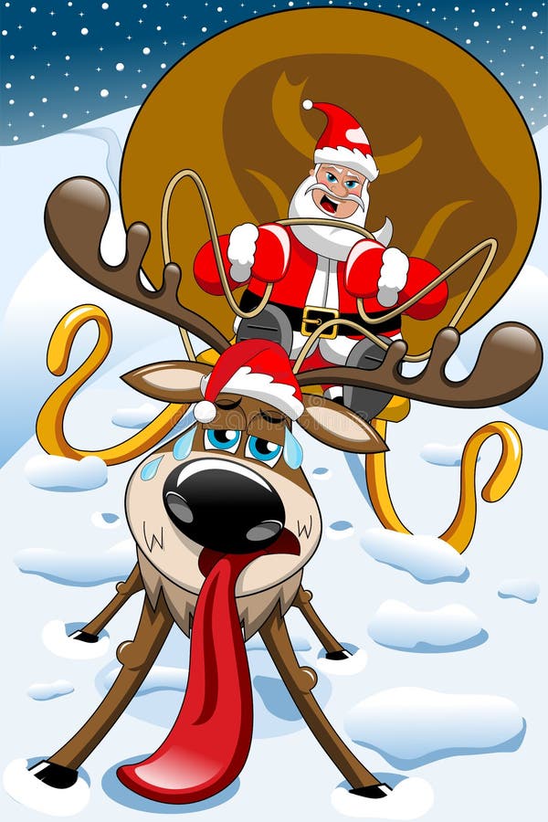 Download Angry Santa Claus Christmas Sleigh Exhausted Reindeer Stock Vector - Illustration of nicholas, delivering: 46522860
