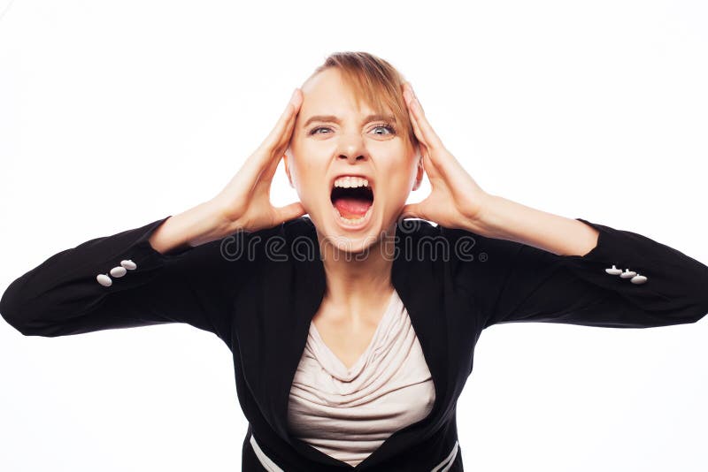 Angry screaming businesswoman