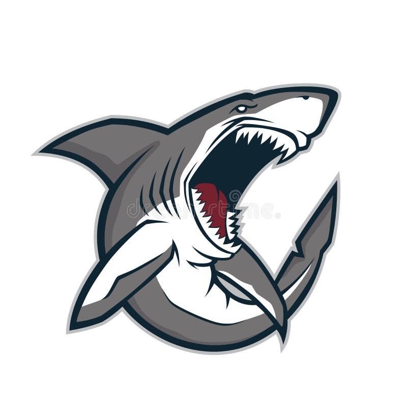 Angry shark mascot stock illustration