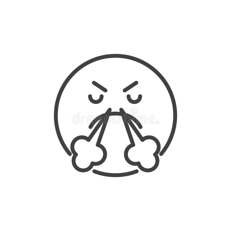 Angry Smile of Emoticon with Steam from Nose outline icon royalty free illustration Angry Smile of Emoticon with Steam from Nose outline icon royalty free illustration