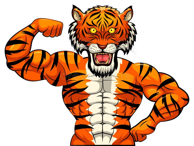 Angry strong tiger mascot. 