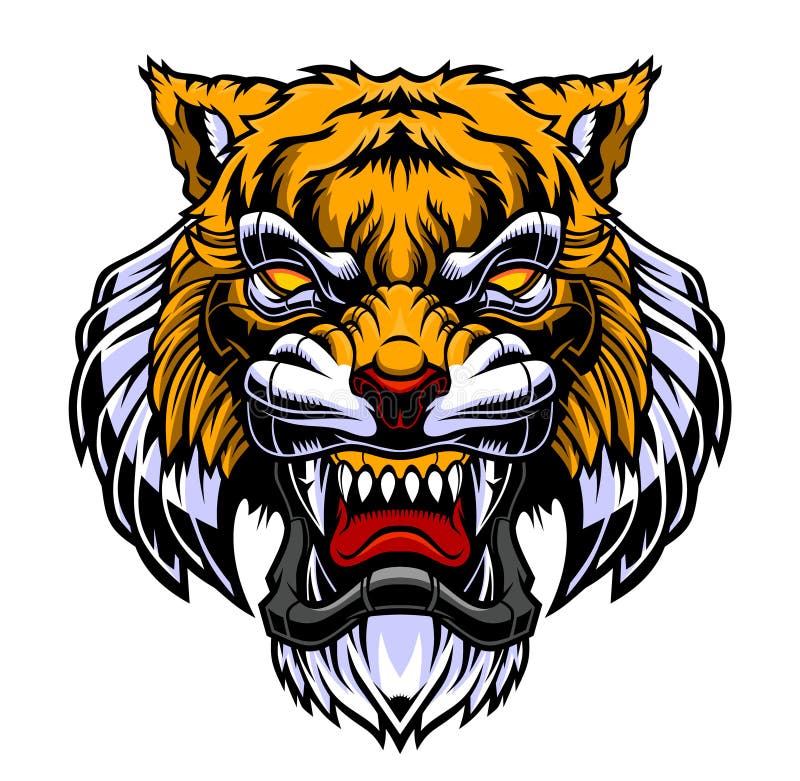 Angry tiger head. stock vector. Illustration of monster - 208591878