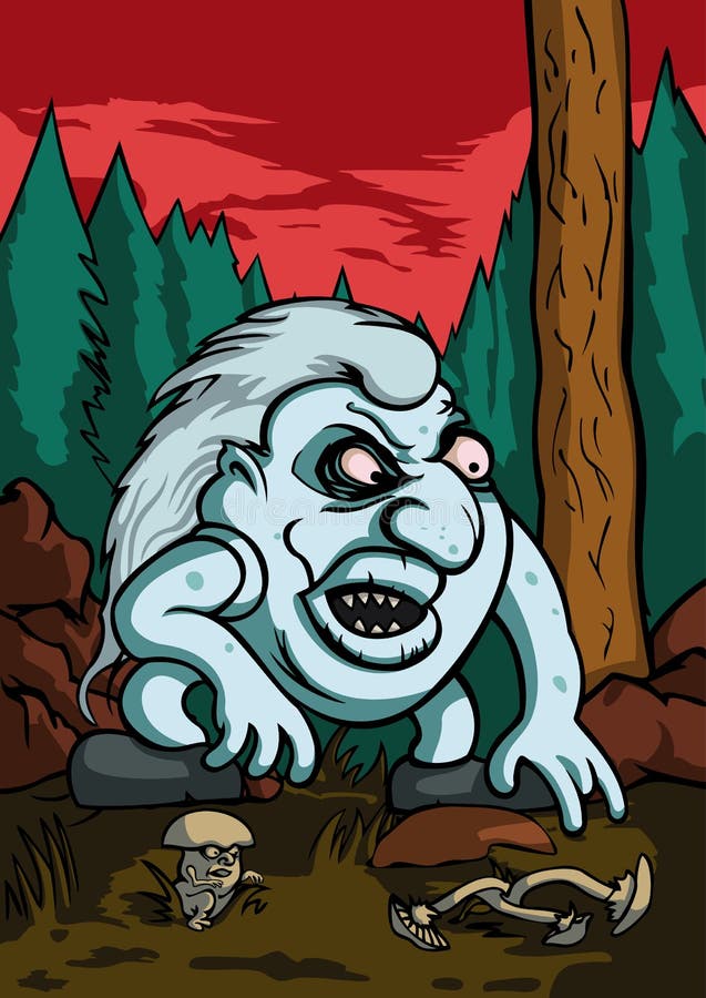 Angry troll in the forest stock vector. Illustration of hairy