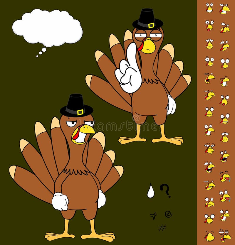 Angry Turkey Cartoon Thanksgiving Expressions Set Stock Vector Image