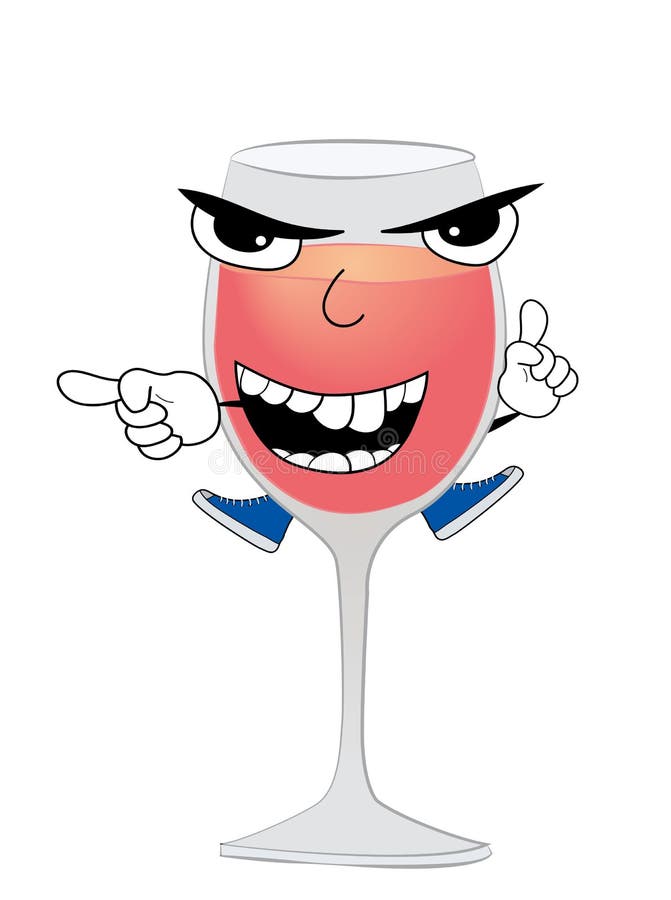 Angry wine of glass cartoon stock illustration