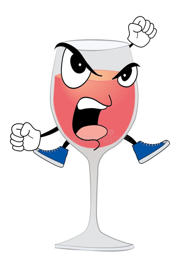 Angry wine of glass cartoon stock illustration
