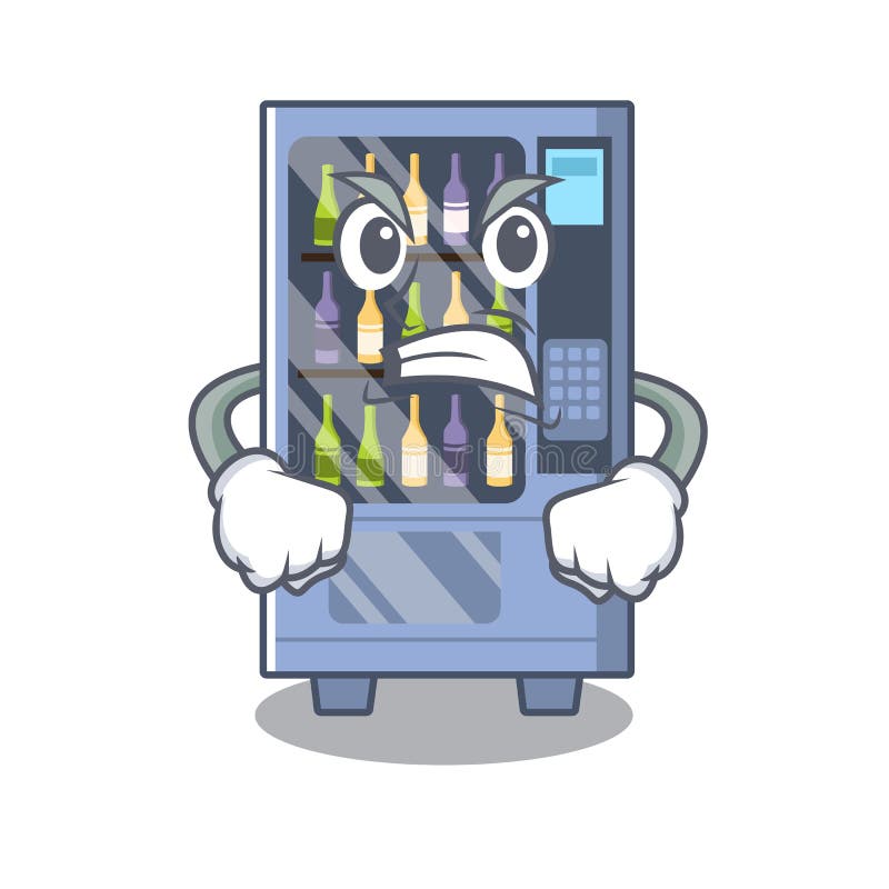 Angry wine vending machine isolated with character stock illustration