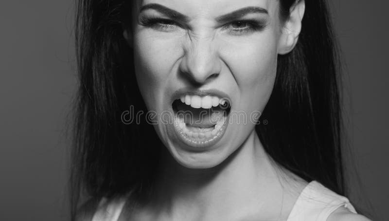 Angry Woman Face, Upset Girl. Screaming, Hate, Rage. Pensive Woman ...