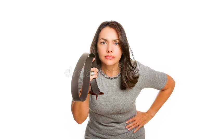 Angry Mother with Belt on Her Hands Stock Image - Image of conflict ...