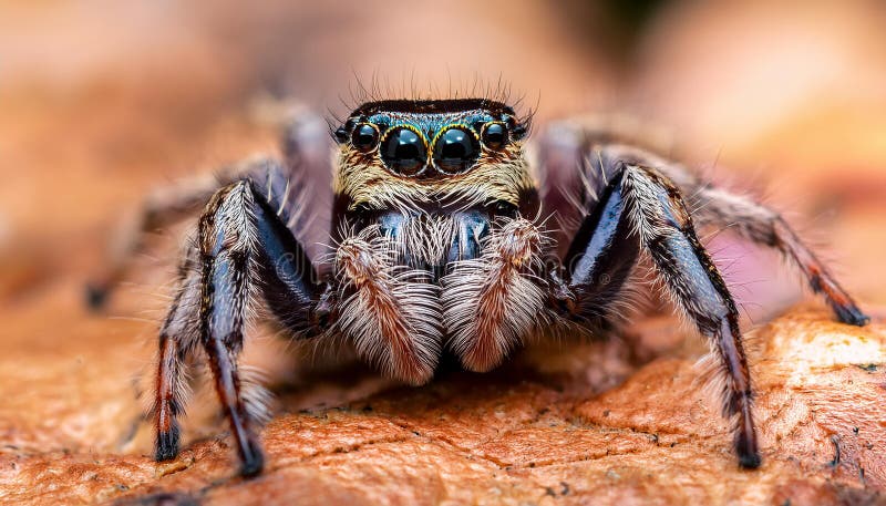 Angst vor Springspinne mit leerem Raum für Text-Arachnophobie-Konzept stock abbildung