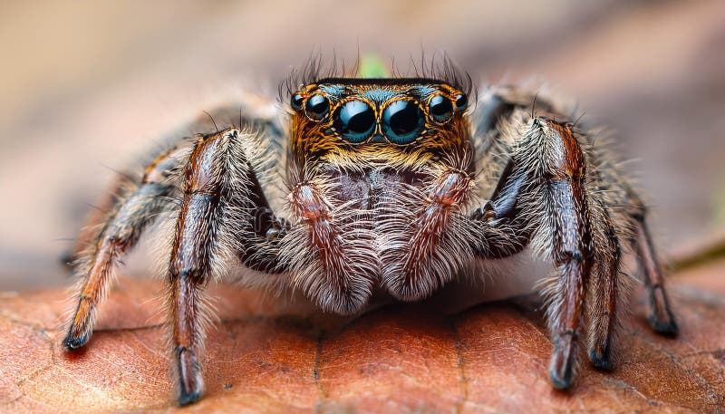 Angst vor Springspinne mit leerem Raum für Text-Arachnophobie-Konzept lizenzfreie abbildung