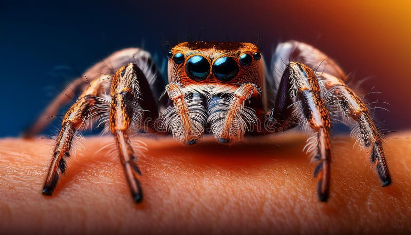 Angst vor Springspinne mit leerem Raum für Text-Arachnophobie-Konzept lizenzfreie abbildung