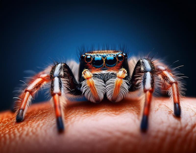 Angst vor Springspinne mit leerem Raum für Text-Arachnophobie-Konzept stock abbildung