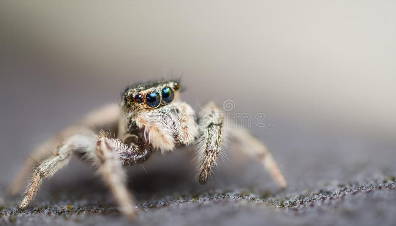 Angst vor Springspinne mit leerem Raum für Text-Arachnophobie-Konzept lizenzfreie abbildung