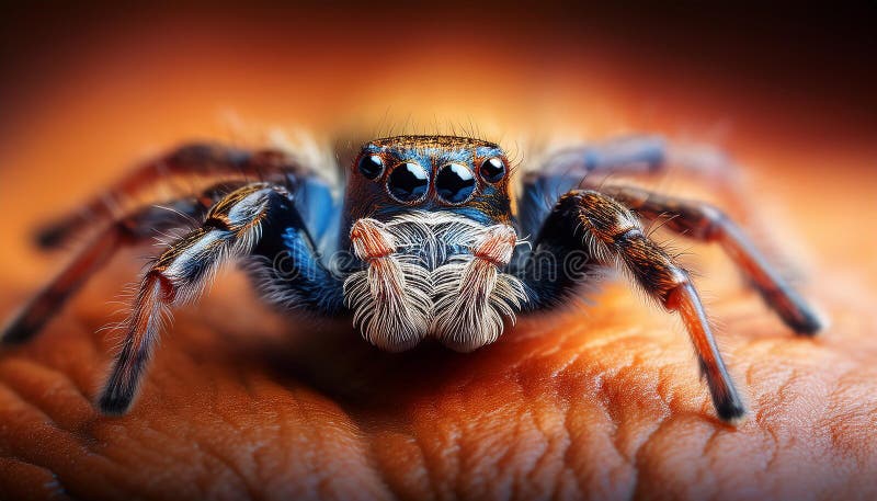 Angst vor Springspinne mit leerem Raum für Text-Arachnophobie-Konzept lizenzfreie abbildung