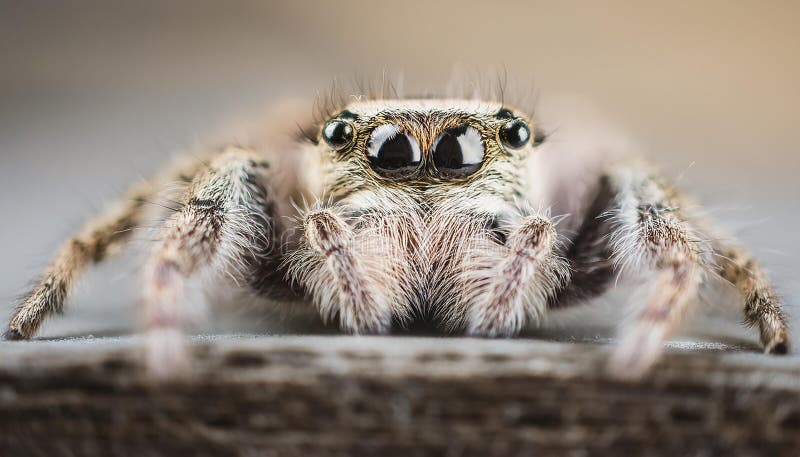 Angst vor Springspinne mit leerem Raum für Text-Arachnophobie-Konzept stock abbildung