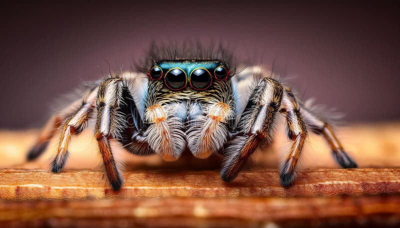 Angst vor Springspinne mit leerem Raum für Text-Arachnophobie-Konzept lizenzfreie abbildung