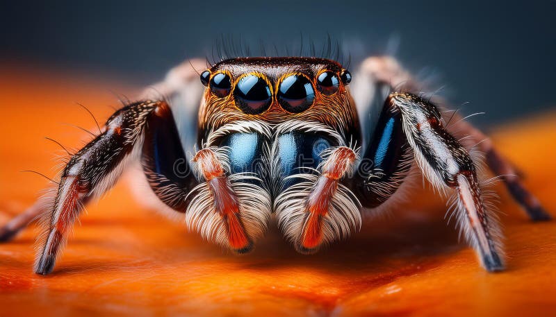 Angst vor Springspinne mit leerem Raum für Text-Arachnophobie-Konzept stock abbildung