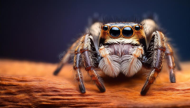Angst vor Springspinne mit leerem Raum für Text-Arachnophobie-Konzept lizenzfreie abbildung