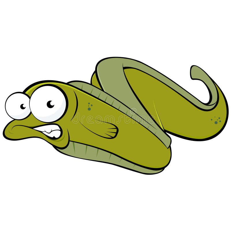 Illustration of funny green cartoon eel with goggle eyes, isolated on white background. Illustration of funny green cartoon eel with goggle eyes, isolated on white background.