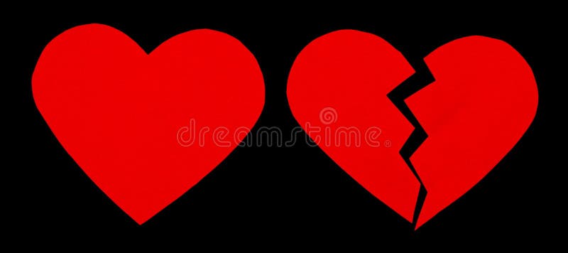 Angustia roja/corazón quebrado ciérrese para arriba de un corazón quebrado de papel imágenes de archivo libres de regalías Angustia roja/corazón quebrado ciérrese para arriba de un corazón quebrado de papel imágenes de archivo libres de regalías