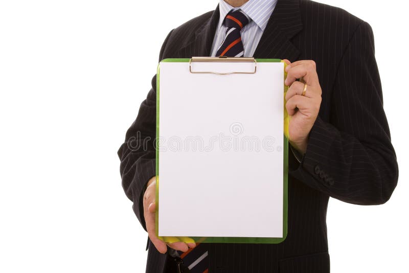Anhalten eines unbelegten Klemmbrettes stockfotografie