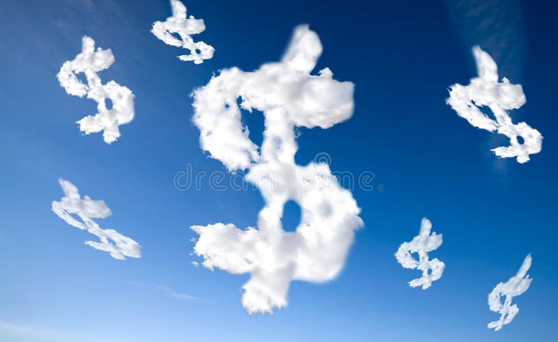 A dollar sign in the clouds. A dollar sign in the clouds