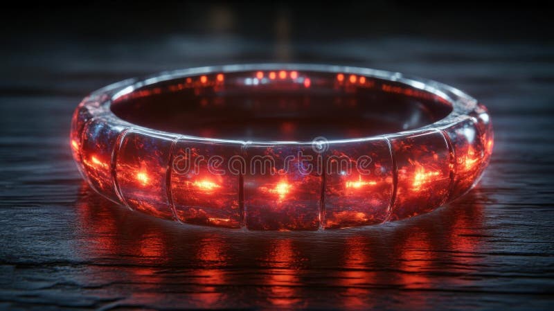 Anillo rojo brillante del poder. Anillo rojo brillante de gradiente suavizado de potencia
