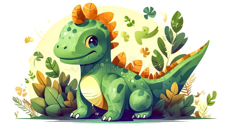 Desenho animado de dinossauro verde bonito no fundo - Stockphoto #27977684