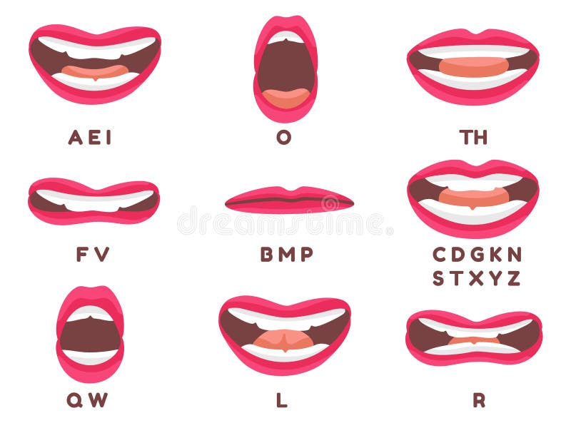 Vetores de Sincronização Bucal Lábios Falando Bocas Para Animação De  Personagem De Desenho Animado E Sinais De Pronúncia Inglês Jogo Do Vetor e  mais imagens de Boca - iStock