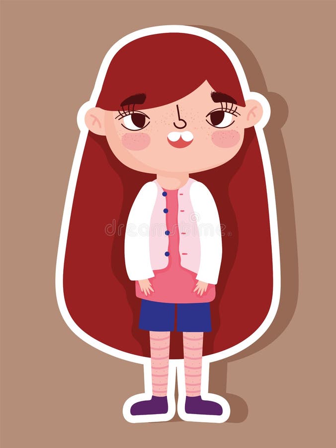 Desenho animado no estilo kawaii de uma linda garota com cabelo