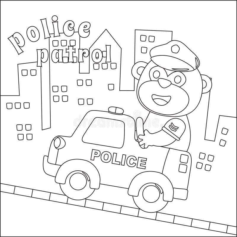 Crianças Desenho Vector Ilustração Polícia Motocicleta Plana Desenhos  Animados Isolado imagem vetorial de wordspotrayal© 667539546